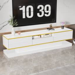 BTM Modern TV Cabinet with Three Drawers & an Open Compartment in White - thumbnail 2