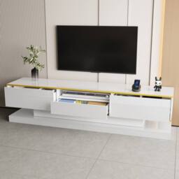 BTM Modern TV Cabinet with Three Drawers & an Open Compartment in White - thumbnail 1
