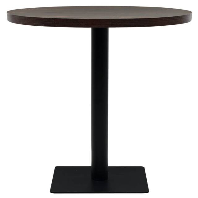 Berkfield Home Elegant Bistro Table MDF & Steel Round 80x75 cm Dark Ash in Brown - image 1