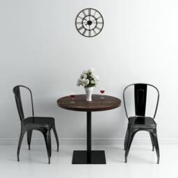 Berkfield Home Elegant Bistro Table MDF & Steel Round 80x75 cm Dark Ash in Brown - thumbnail 2