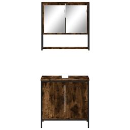 Berkfield Home 2 Piece Bathroom Furniture Set Smoked Oak Engineered Wood in Brown - thumbnail 5