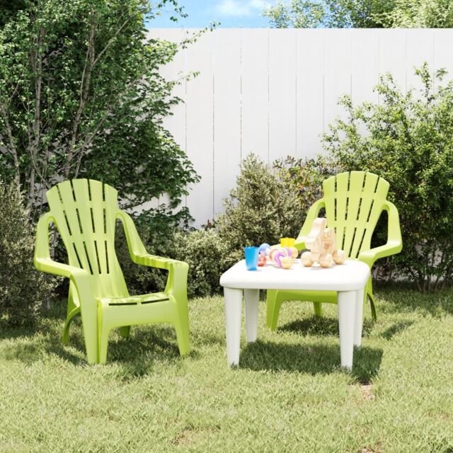 Berkfield Home Garden Chairs 2 pcs for Children Green 37x34x44cm PP Wooden Look - Size: 37 x 34 x 44 cm