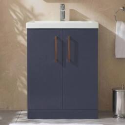 Balterley Contemporary Bathroom 2-Door Vanity & Basin, Midnight Blue, 600mm in Blue - thumbnail 5