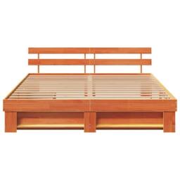 Berkfield Home with Drawer with Headboard with Storage Wax brown 200 x 200 cm So - thumbnail 8