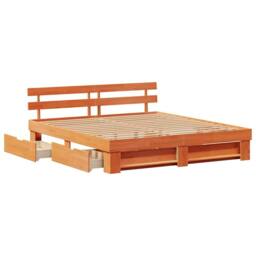 Berkfield Home with Drawer with Headboard with Storage Wax brown 200 x 200 cm So - thumbnail 6