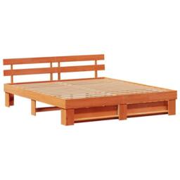 Berkfield Home with Drawer with Headboard with Storage Wax brown 200 x 200 cm So - thumbnail 7
