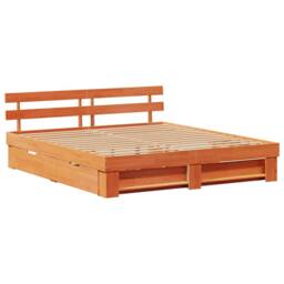 Berkfield Home with Drawer with Headboard with Storage Wax brown 200 x 200 cm So