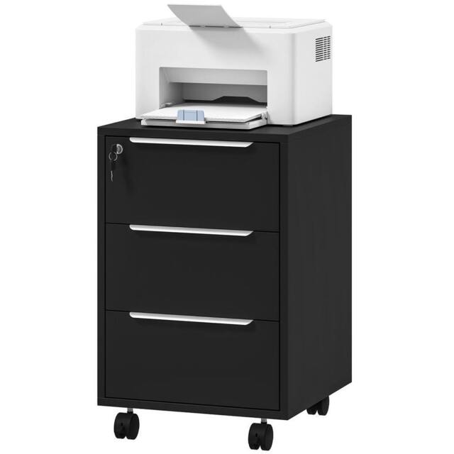 KORVIXA 3-Drawer Locking File Cabinet Black - Size: 0.6m2 - image 1