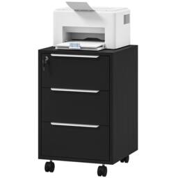 KORVIXA 3-Drawer Locking File Cabinet Black - Size: 0.6m2 - thumbnail 1