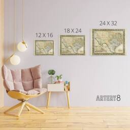 "Artery8 Mitchell 1860 Map Texas County USA State Canvas Wall Art Print in Beige - Size: W24"" x H32""" - thumbnail 4