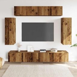 Berkfield Home 6 Piece TV Cabinet Set Wall-mounted Old Wood Engineered Wood in Brown - thumbnail 3