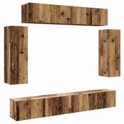 Berkfield Home 6 Piece TV Cabinet Set Wall-mounted Old Wood Engineered Wood in Brown - thumbnail 2