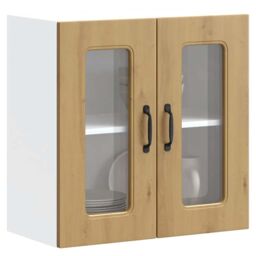 Berkfield Home Kitchen Wall Cabinet with Glass Door Kalmar Artisan Oak Engineered Wood in Brown - thumbnail 1