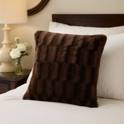 Voltico Arctic Plush Filled Cushion 45 × 45 cm - Cream / Chocolate - Size: 45 cm x 45 cm