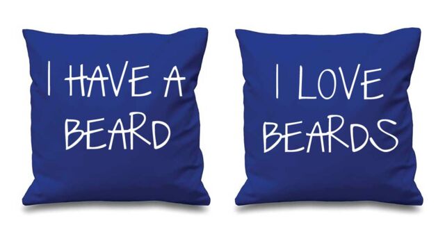 60 SECOND MAKEOVER I Have A Beard I Love Beards Cushion Covers in Blue - Size: 40 cm x 40 cm