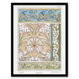 Artery8 Daffodil Art Nouveau Vintage Floral Framed Wall Art Print Verneuil in Green - Size: A4 - thumbnail 1