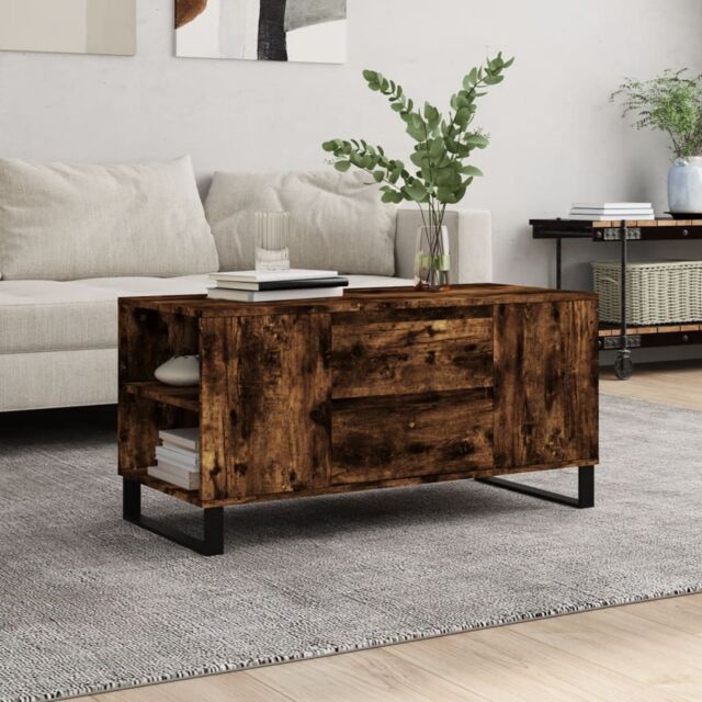 Berkfield Home Coffee Table Smoked Oak 102x44.5x50 cm Engineered Wood in Brown - image 1