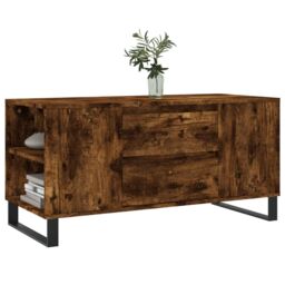 Berkfield Home Coffee Table Smoked Oak 102x44.5x50 cm Engineered Wood in Brown - thumbnail 3