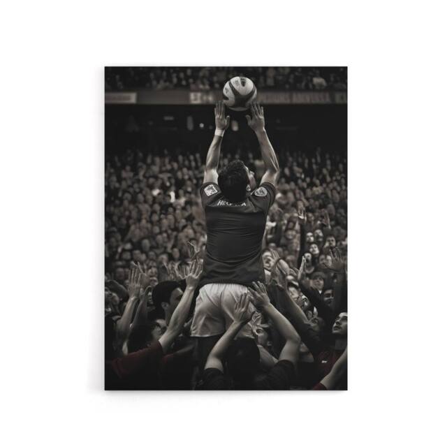 "Artery8 Rugby Sport Lineout Catch Canvas Wall Art Print in Black - Size: W18"" x H24""" - image 1
