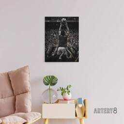 "Artery8 Rugby Sport Lineout Catch Canvas Wall Art Print in Black - Size: W18"" x H24""" - thumbnail 3
