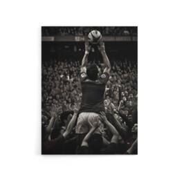"Artery8 Rugby Sport Lineout Catch Canvas Wall Art Print in Black - Size: W18"" x H24""" - thumbnail 1