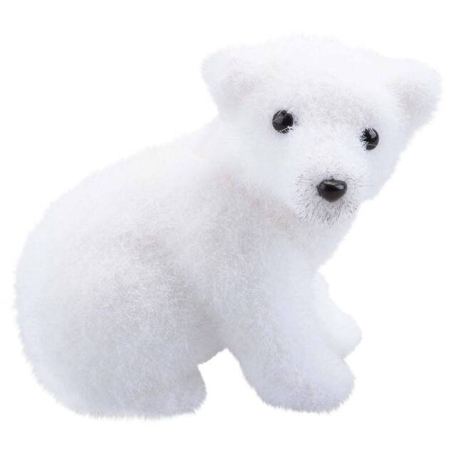 VFM e-Store Christmas Sitting Bear Decoration 12cm x 8cm White X 1 - Size: 12 cm x 8 cm - image 1