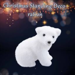 VFM e-Store Christmas Sitting Bear Decoration 12cm x 8cm White X 1 - Size: 12 cm x 8 cm - thumbnail 3