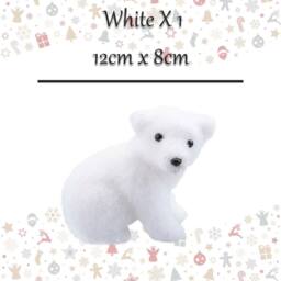 VFM e-Store Christmas Sitting Bear Decoration 12cm x 8cm White X 1 - Size: 12 cm x 8 cm - thumbnail 2