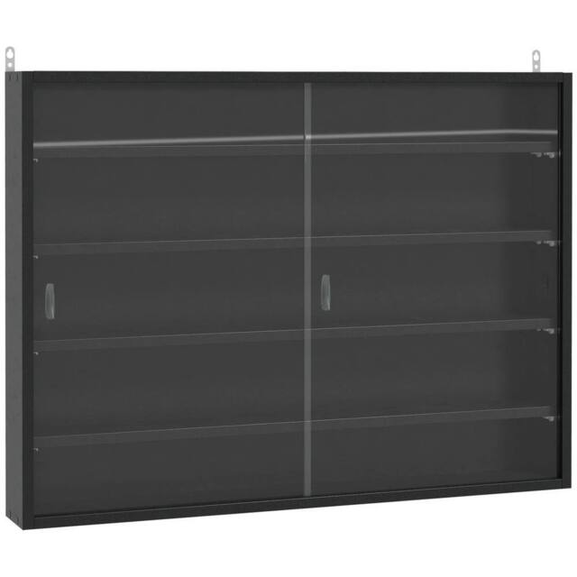 FORGEVIO 5-Tier Wall Mounted Cabinet Display Shelf Unit w Adjustable Shelves in Black - image 1