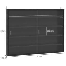 FORGEVIO 5-Tier Wall Mounted Cabinet Display Shelf Unit w Adjustable Shelves in Black - thumbnail 2