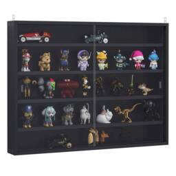FORGEVIO 5-Tier Wall Mounted Cabinet Display Shelf Unit w Adjustable Shelves in Black - thumbnail 3