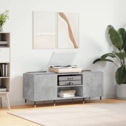 Berkfield Home Record Cabinet Concrete Grey 121x38x48 cm Engineered Wood - Size: 121 x 38 x 48 cm