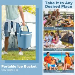 Costway 15L Outdoor Cool Bar Table Patio Cooler Side Table with Lift Top Lid in Blue - thumbnail 6