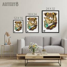 "Artery8 Papillons Butterflies Vintage Framed Canvas Wall Art Print Eugene Seguy - Size: W12"" x H16""" - thumbnail 4