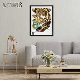 "Artery8 Papillons Butterflies Vintage Framed Canvas Wall Art Print Eugene Seguy - Size: W12"" x H16""" - thumbnail 3