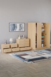 Home Discount Vida Designs 4Pc Bedroom Set 2xBedside, 4 Drawer Chest, 3 Dr Wardrobe in Brown - thumbnail 2