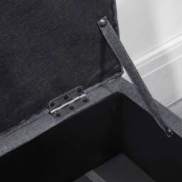 Wyld Haus Cose Linen Look Dark Grey Storage Ottoman Padded Seat & Wooden Legs - thumbnail 9