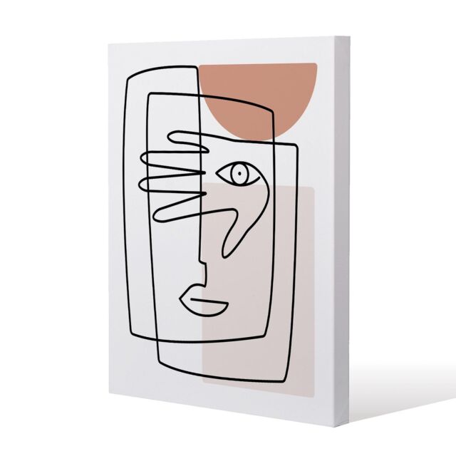 Benjamin Tate Design line drawing of face & hand (Canvas Print) / 31 x 41 x 4cm in Natural - Size: 31 x 41 x 4 cm - image 1