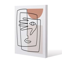 Benjamin Tate Design line drawing of face & hand (Canvas Print) / 31 x 41 x 4cm in Natural - Size: 31 x 41 x 4 cm - thumbnail 1