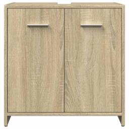 Berkfield Home 3 Piece Bathroom Furniture Set Sonoma Oak Engineered Wood in Light Tan - thumbnail 7