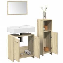 Berkfield Home 3 Piece Bathroom Furniture Set Sonoma Oak Engineered Wood in Light Tan - thumbnail 2