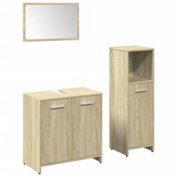 Berkfield Home 3 Piece Bathroom Furniture Set Sonoma Oak Engineered Wood in Light Tan - thumbnail 1