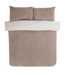 Smart Living Luxury Super Soft & Reversible Teddy Fleece Duvet Cover & Pillowcase in Cream - Size: King - thumbnail 4