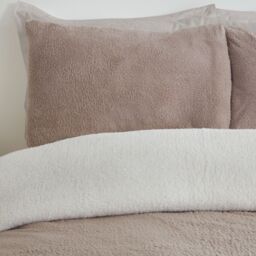 Smart Living Luxury Super Soft & Reversible Teddy Fleece Duvet Cover & Pillowcase in Cream - Size: King - thumbnail 3