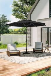 H&O Direct 3M Rotating Parasol for Outdoor Sunshade & Rain with Resin Decorative Base in Black - thumbnail 2