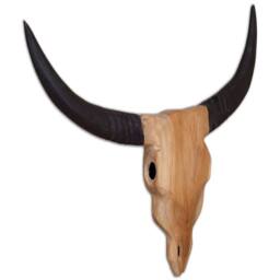 Berkfield Home Wall-Mounted Bull Skull Sculpture Teak 69x6x60 cm in Brown - Size: 69 x 6 x 60 cm - thumbnail 5