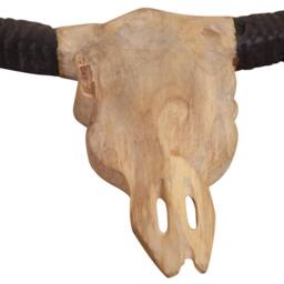 Berkfield Home Wall-Mounted Bull Skull Sculpture Teak 69x6x60 cm in Brown - Size: 69 x 6 x 60 cm - thumbnail 6
