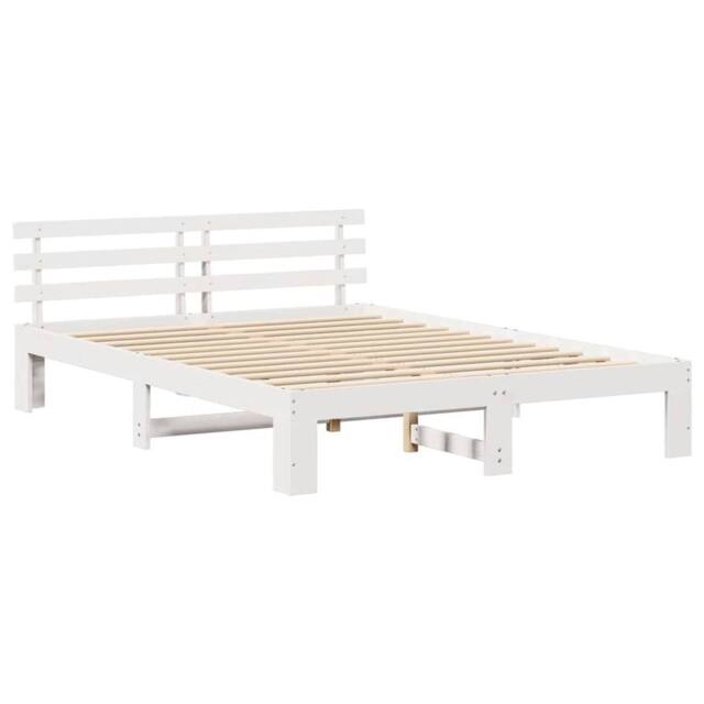 Berkfield Home Wood Bed Frame White Wood 140 x 200 cm Durable - image 1