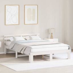 Berkfield Home Wood Bed Frame White Wood 140 x 200 cm Durable - thumbnail 2