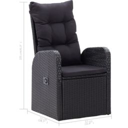 Berkfield Home 5 Piece Garden Dining Set with Cushions Black Poly Rattan - thumbnail 5